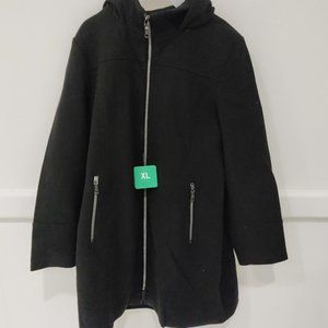 NWT TWO Vince Camuto Women's Full Zip Hooded City Coat Black Size L $180 7D068